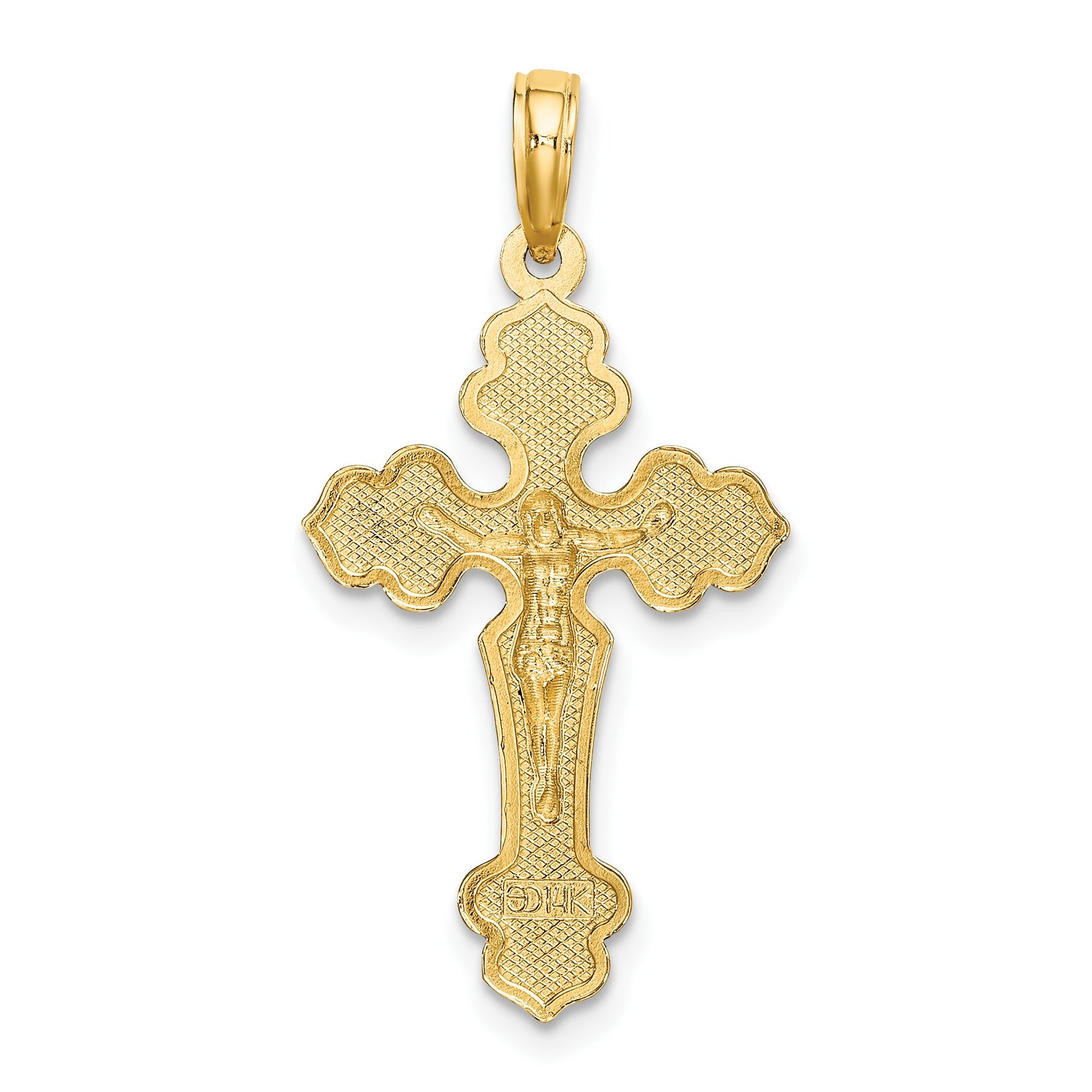 14K Diamond-cut Crucifix with Fancy Tips Charm