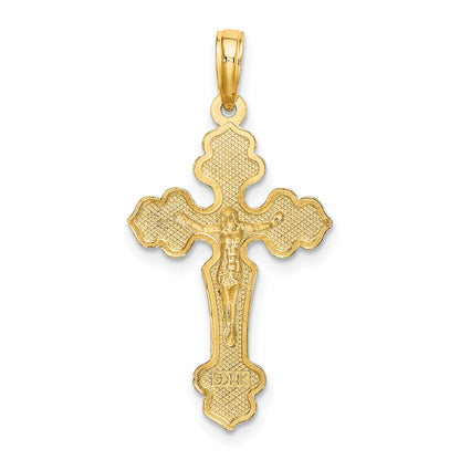 14K Diamond-cut Crucifix with Fancy Tips Charm