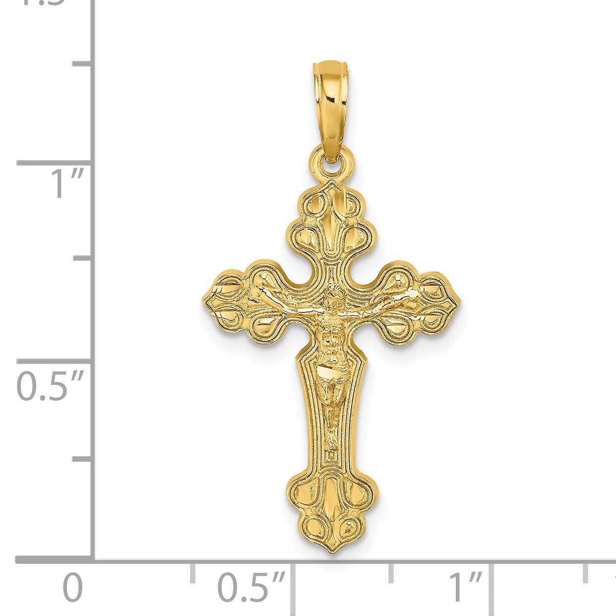 14K Diamond-cut Crucifix with Fancy Tips Charm
