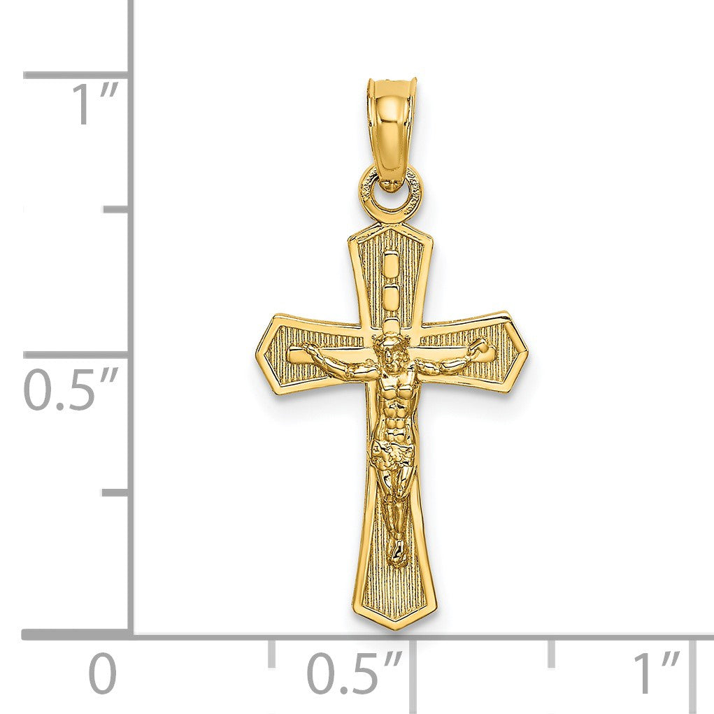 14K Crucifix with Beveled Edges Charm