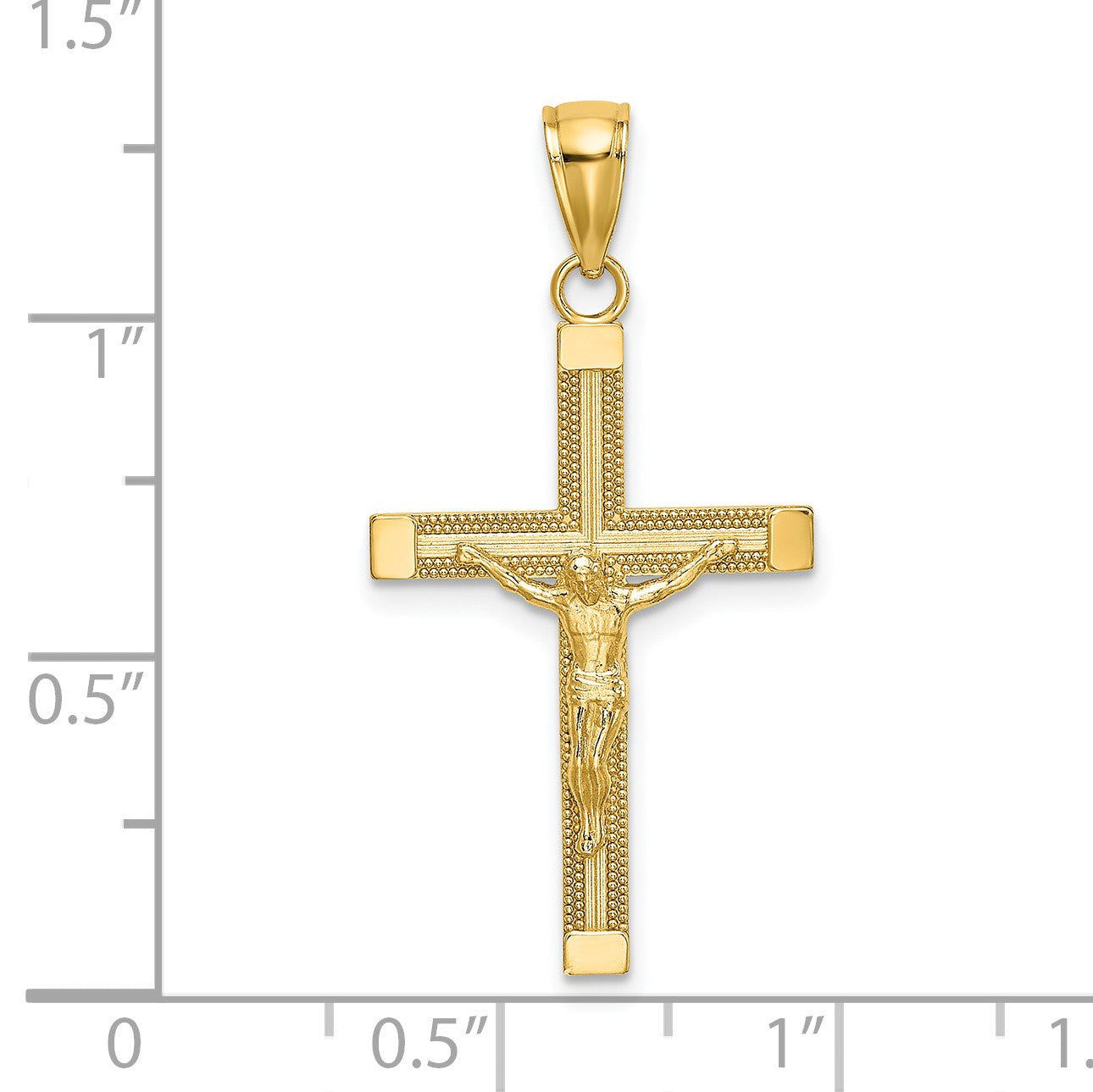 14K Polished and Textured Crucifix Charm