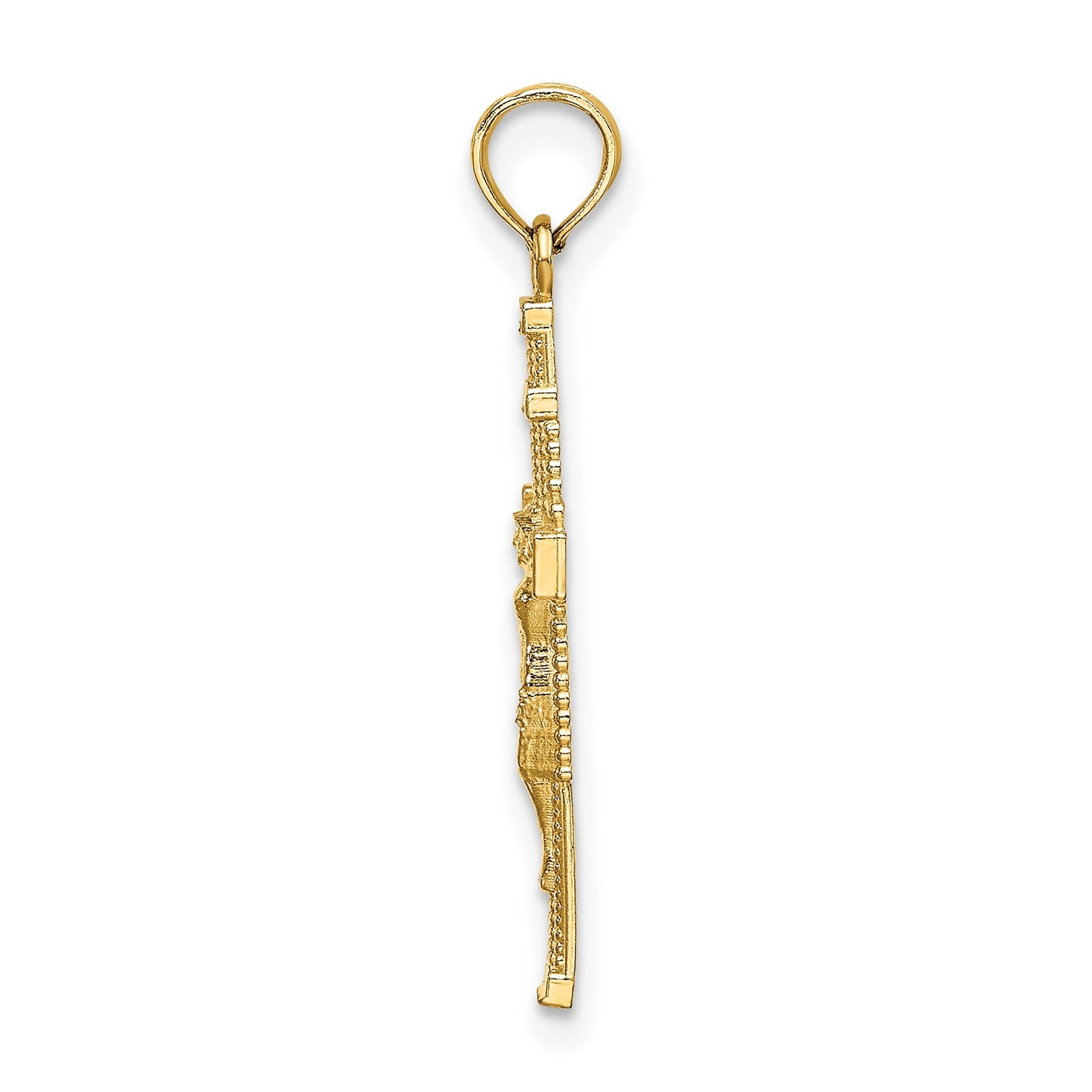 14K Beaded Accent Cross Behind Crucifix Charm