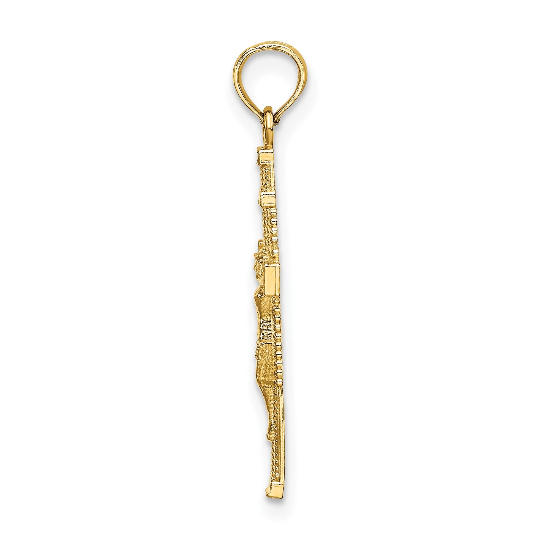 14K Beaded Accent Cross Behind Crucifix Charm