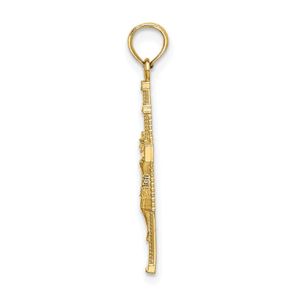 14K Beaded Accent Cross Behind Crucifix Charm