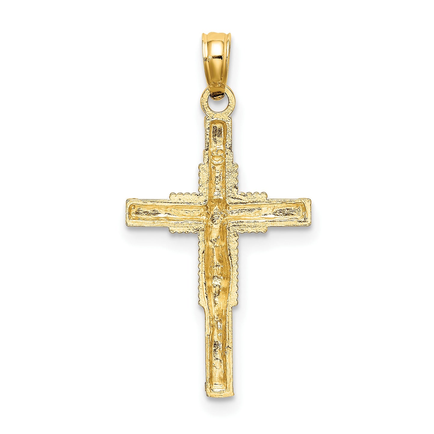 14K Beaded Accent Cross Behind Crucifix Charm