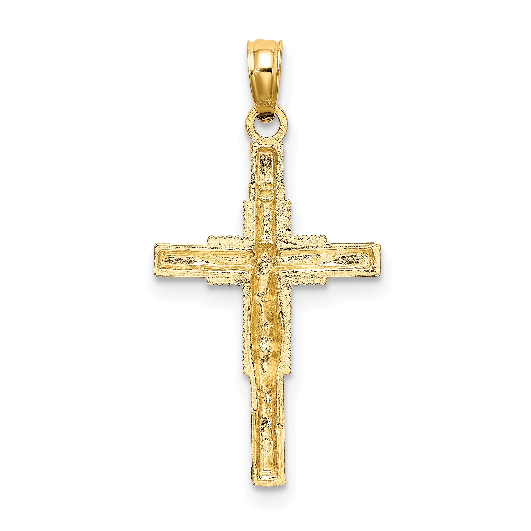 14K Beaded Accent Cross Behind Crucifix Charm