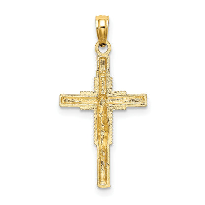 14K Beaded Accent Cross Behind Crucifix Charm