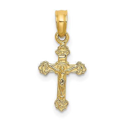 14K Mini Crucifix W/ Fancy Tips Charm