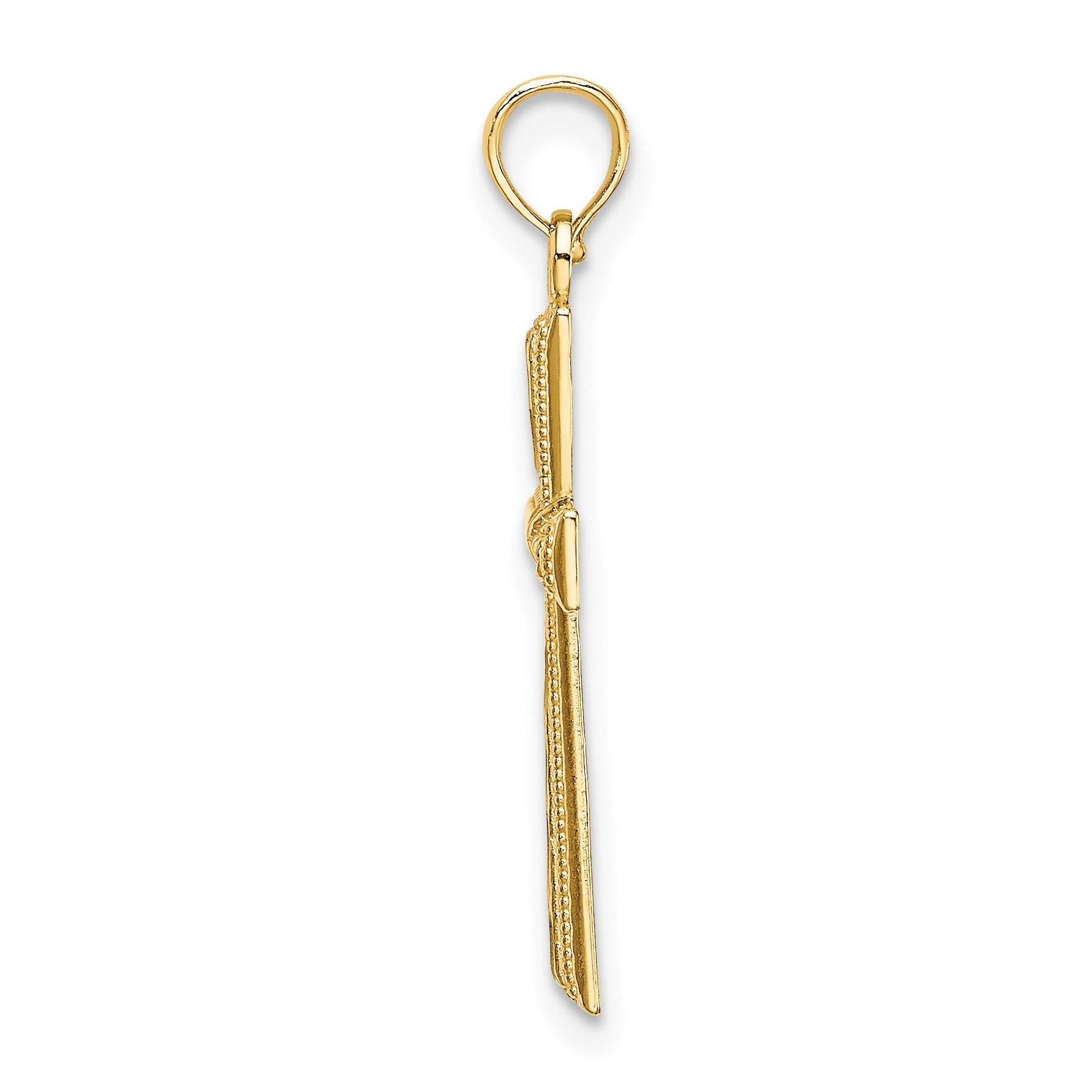 14K Diamond-cut and Textured Cross Charm