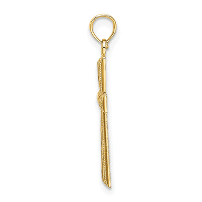 14K Diamond-cut and Textured Cross Charm