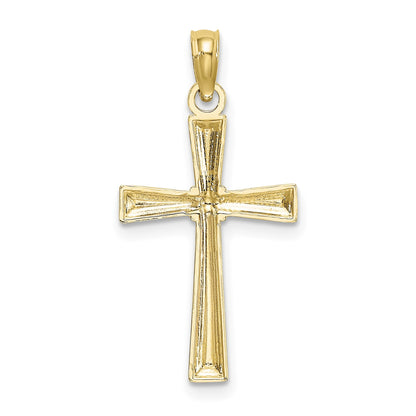 14K Diamond-cut and Textured Cross Charm