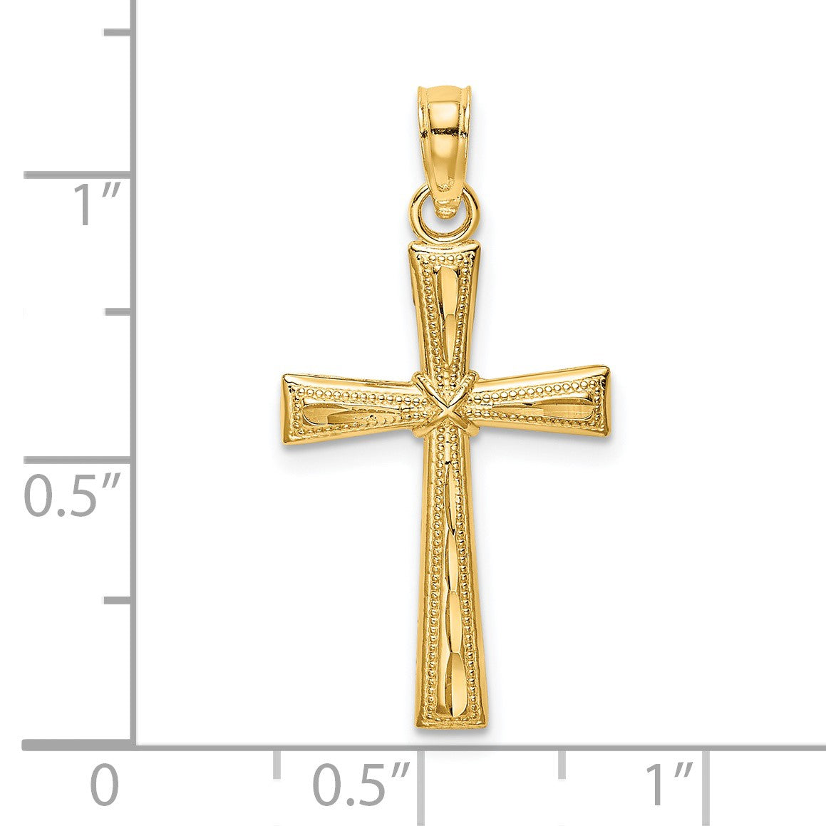 14K Diamond-cut and Textured Cross Charm
