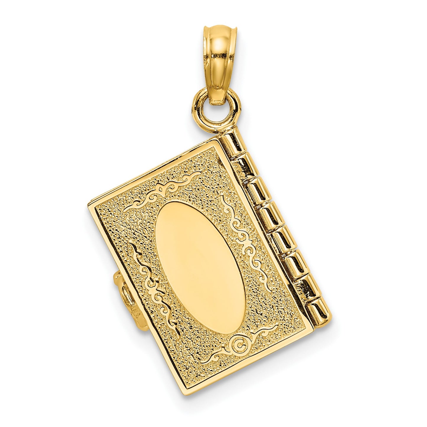 14K 3-D THE TEN COMMANDMENTS in Hebrew Book with Moveable Pages Pendant