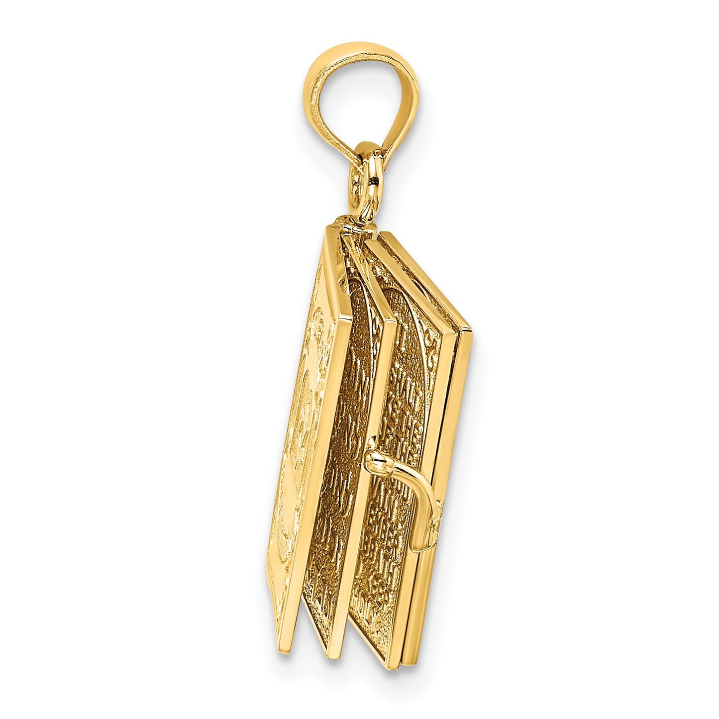 14K 3-D THE TEN COMMANDMENTS in Hebrew Book with Moveable Pages Pendant
