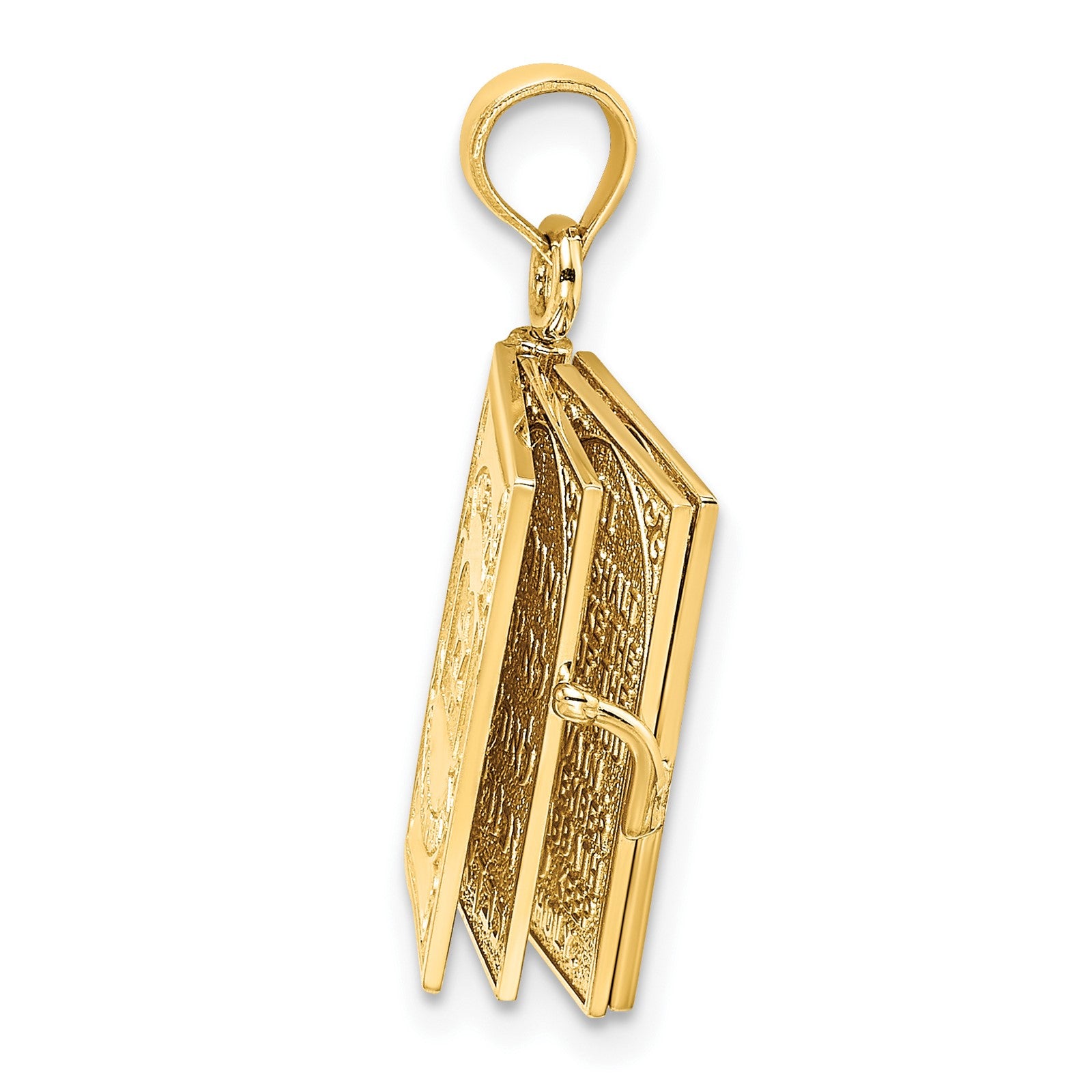 14K 3-D THE TEN COMMANDMENTS in Hebrew Book with Moveable Pages Pendant