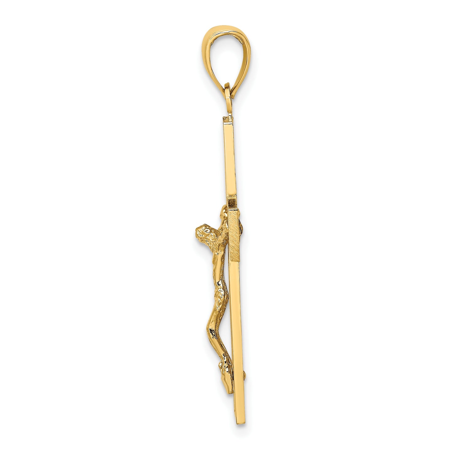 14K Textured Swirl Design Crucifix Charm