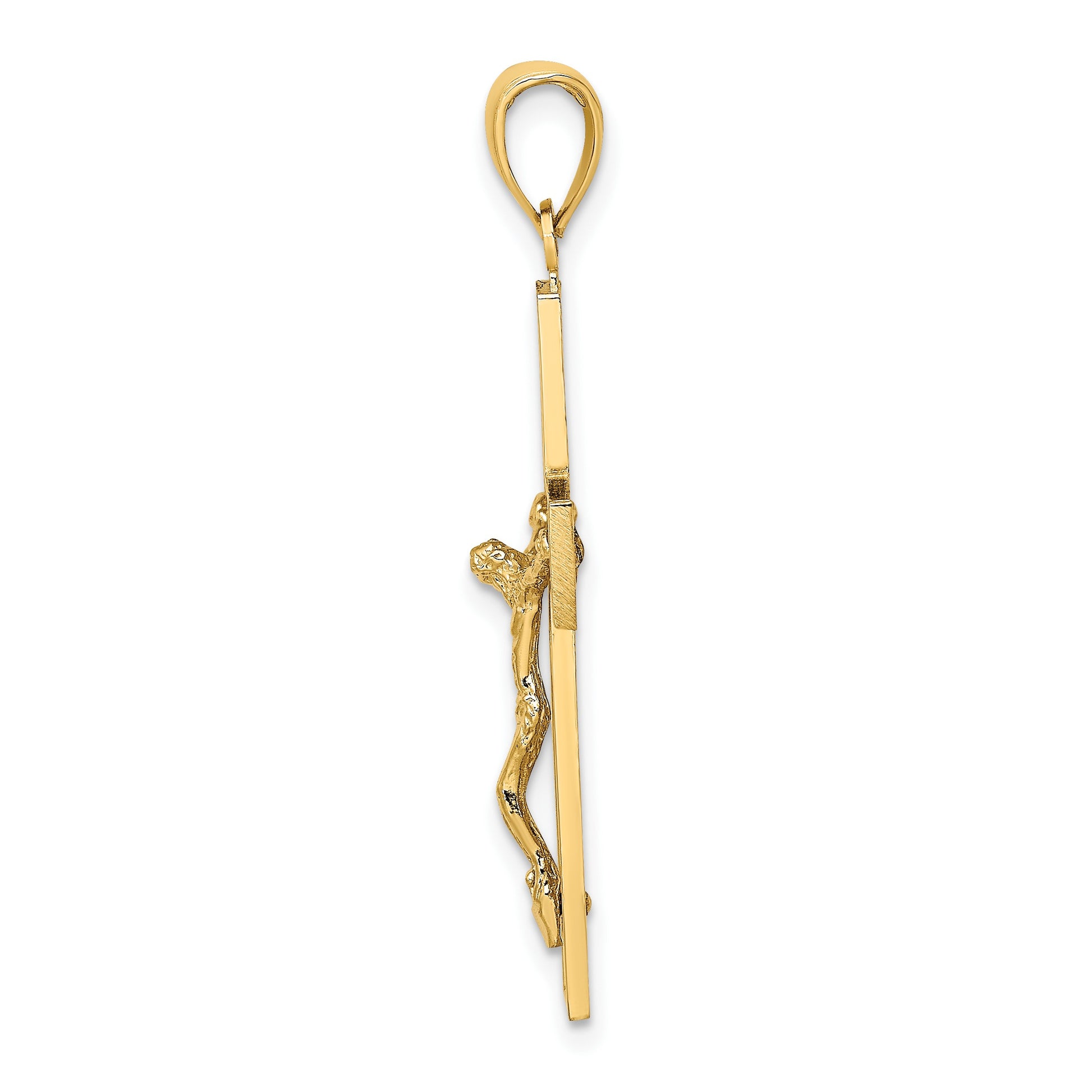 14K Textured Swirl Design Crucifix Charm