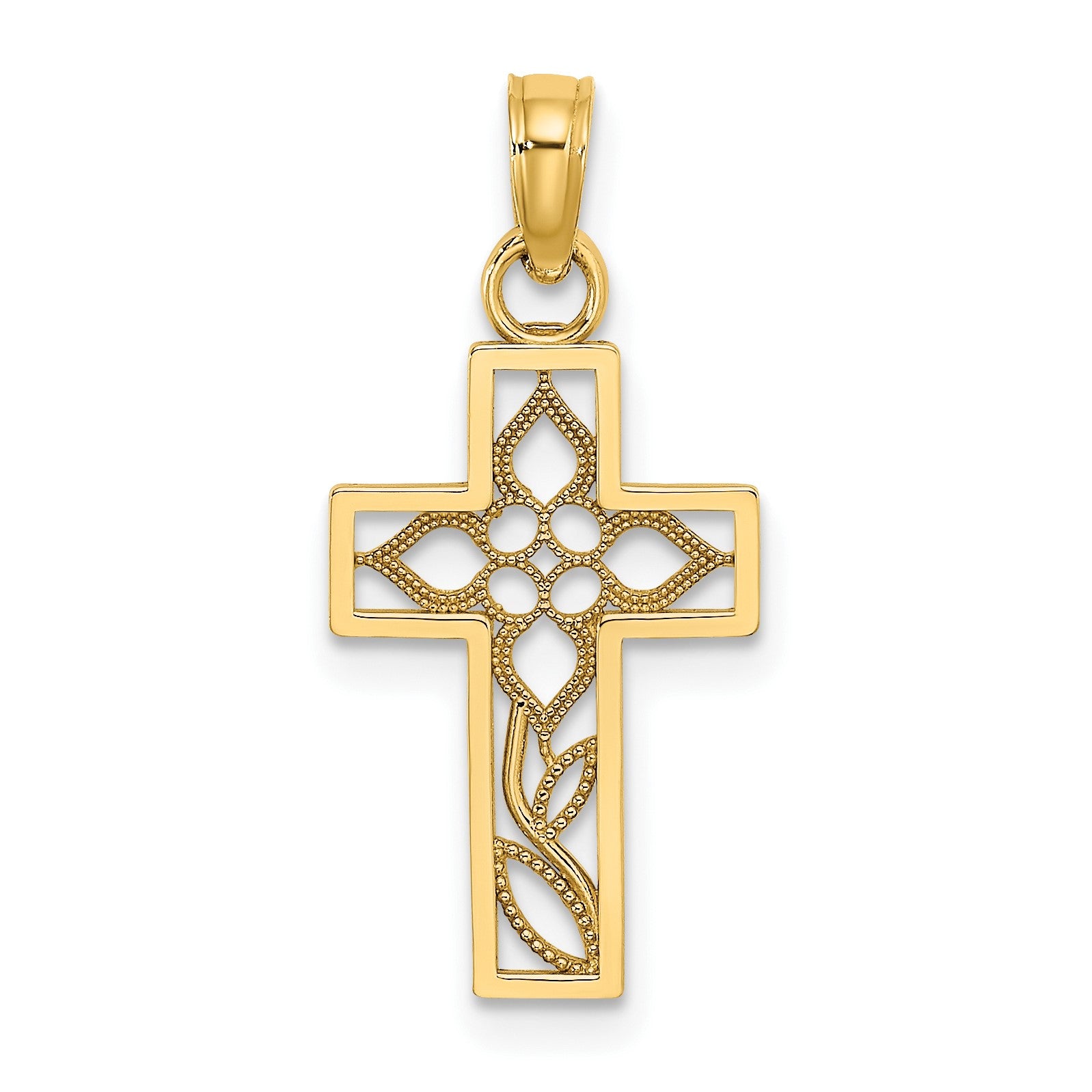 14K Cut-out Flower In Cross Charm