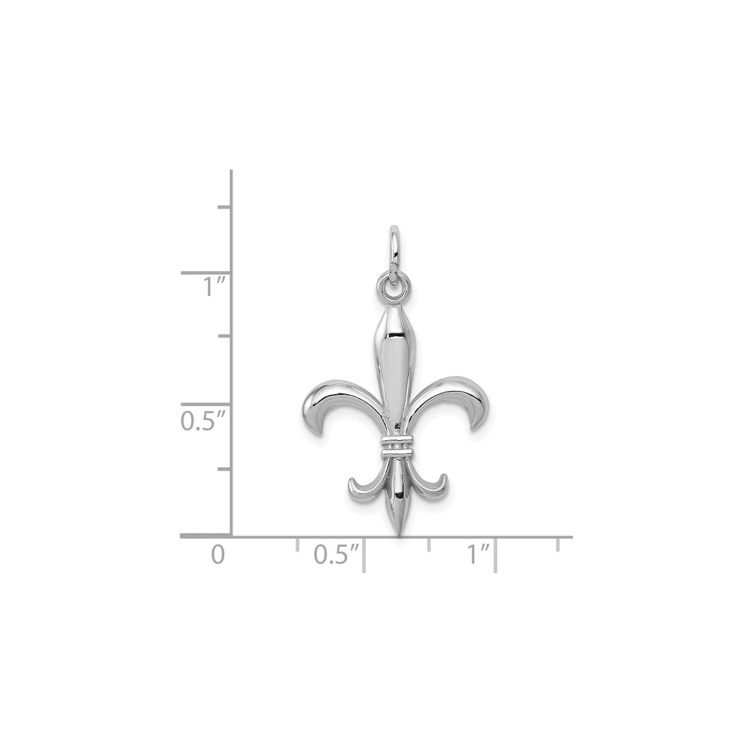 14k White Gold Hollow Fleur De Lis Charm