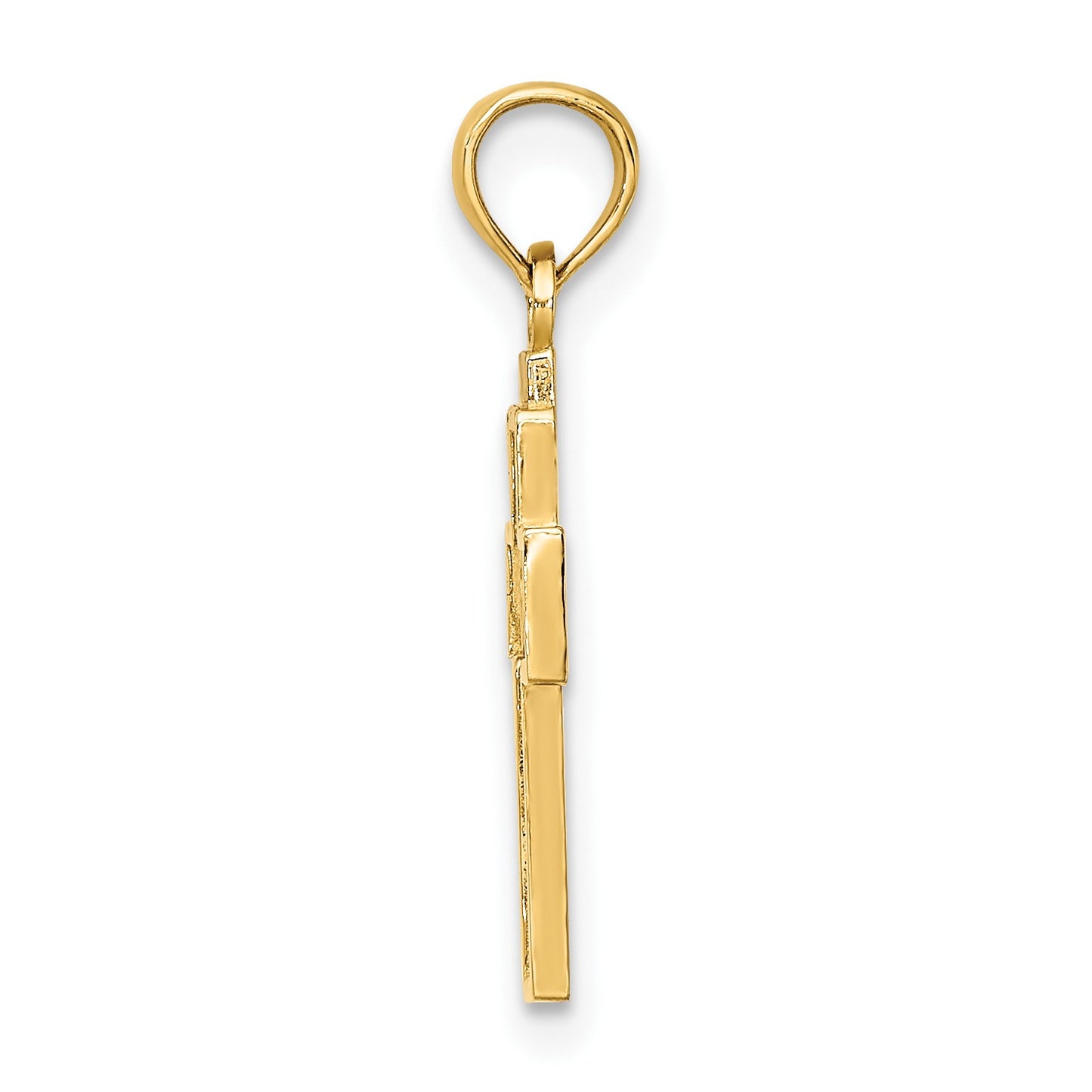 14K Cut-Out Heart Design Cross Charm