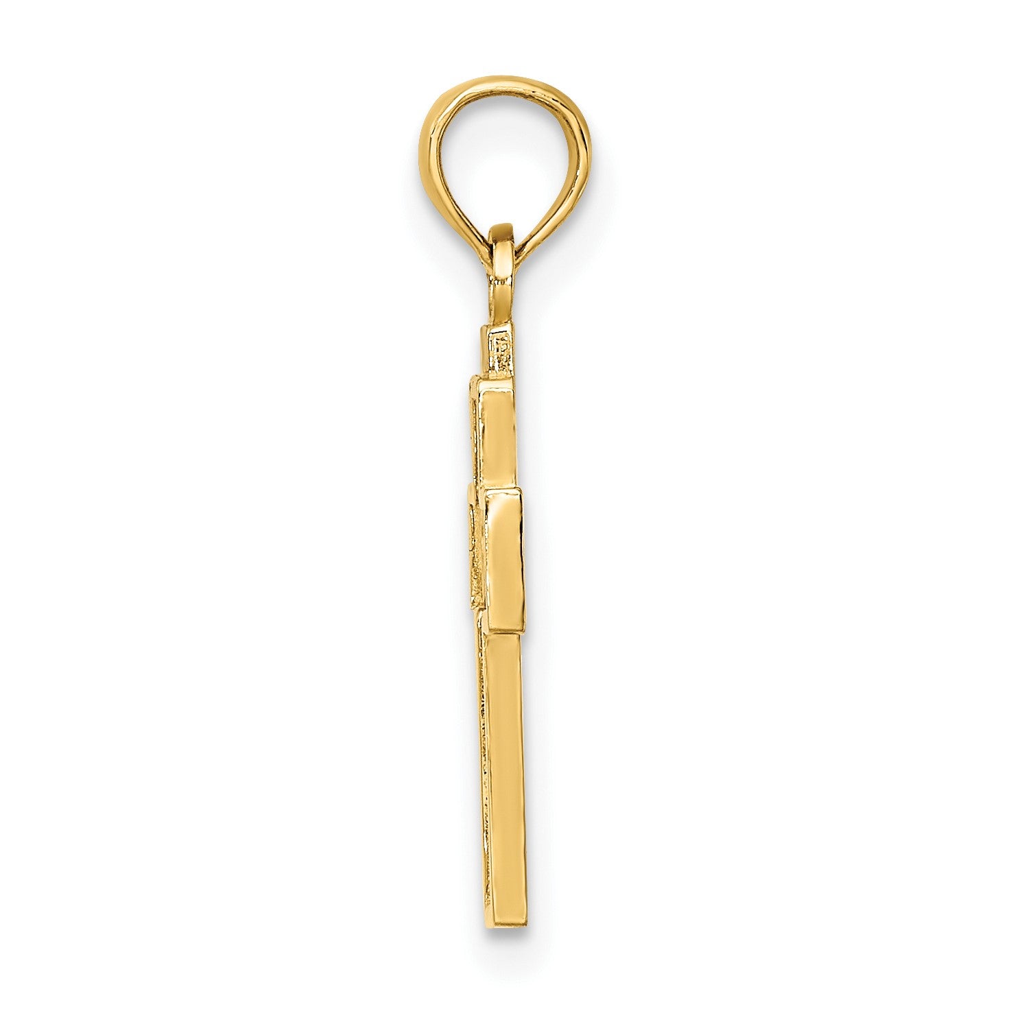 14K Cut-Out Heart Design Cross Charm