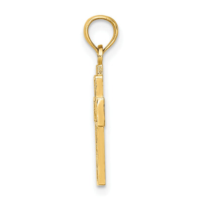 14K Cut-Out Heart Design Cross Charm