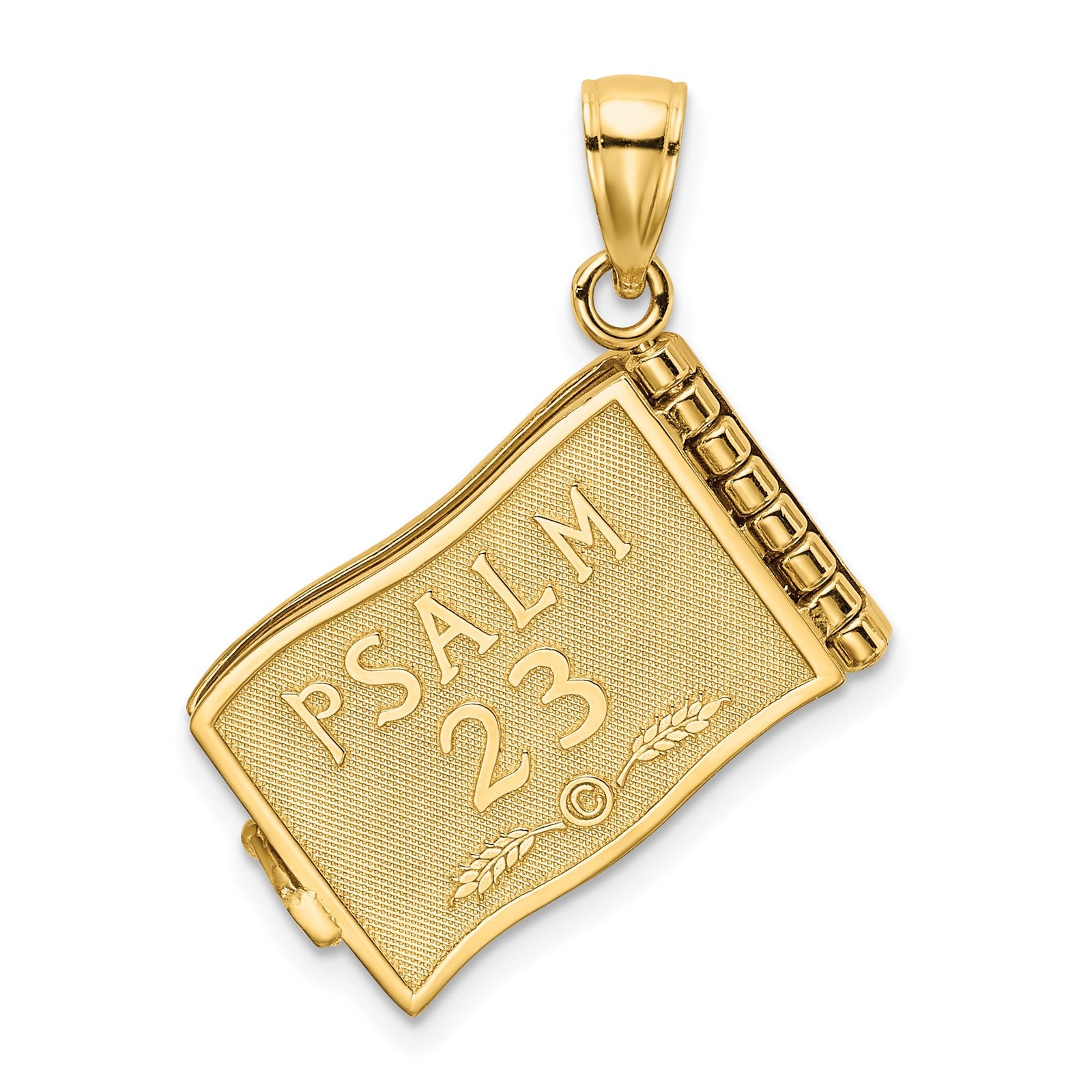 14K 3-D THE LORD IS MY SHEPHERD Book Psalm 23 with Moveable Pages Pendant