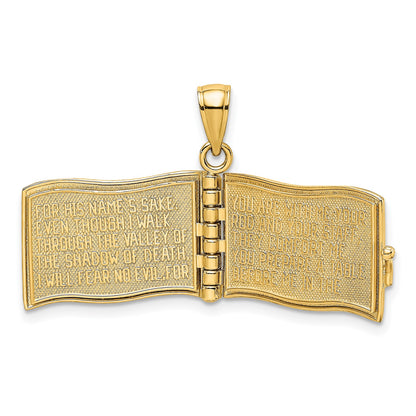 14K 3-D THE LORD IS MY SHEPHERD Book Psalm 23 with Moveable Pages Pendant