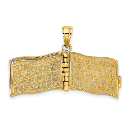 14K 3-D THE LORD IS MY SHEPHERD Book Psalm 23 with Moveable Pages Pendant