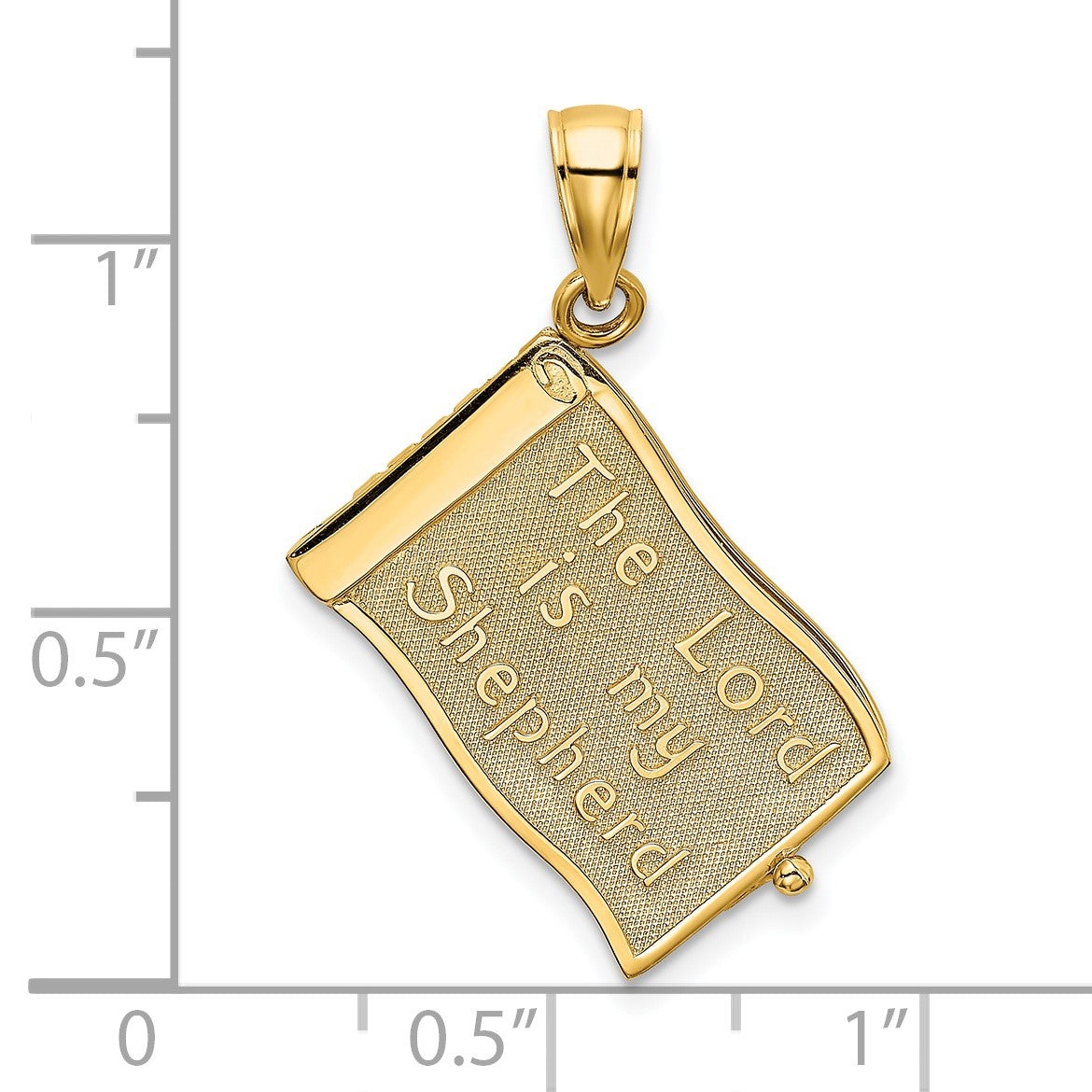 14K 3-D THE LORD IS MY SHEPHERD Book Psalm 23 with Moveable Pages Pendant