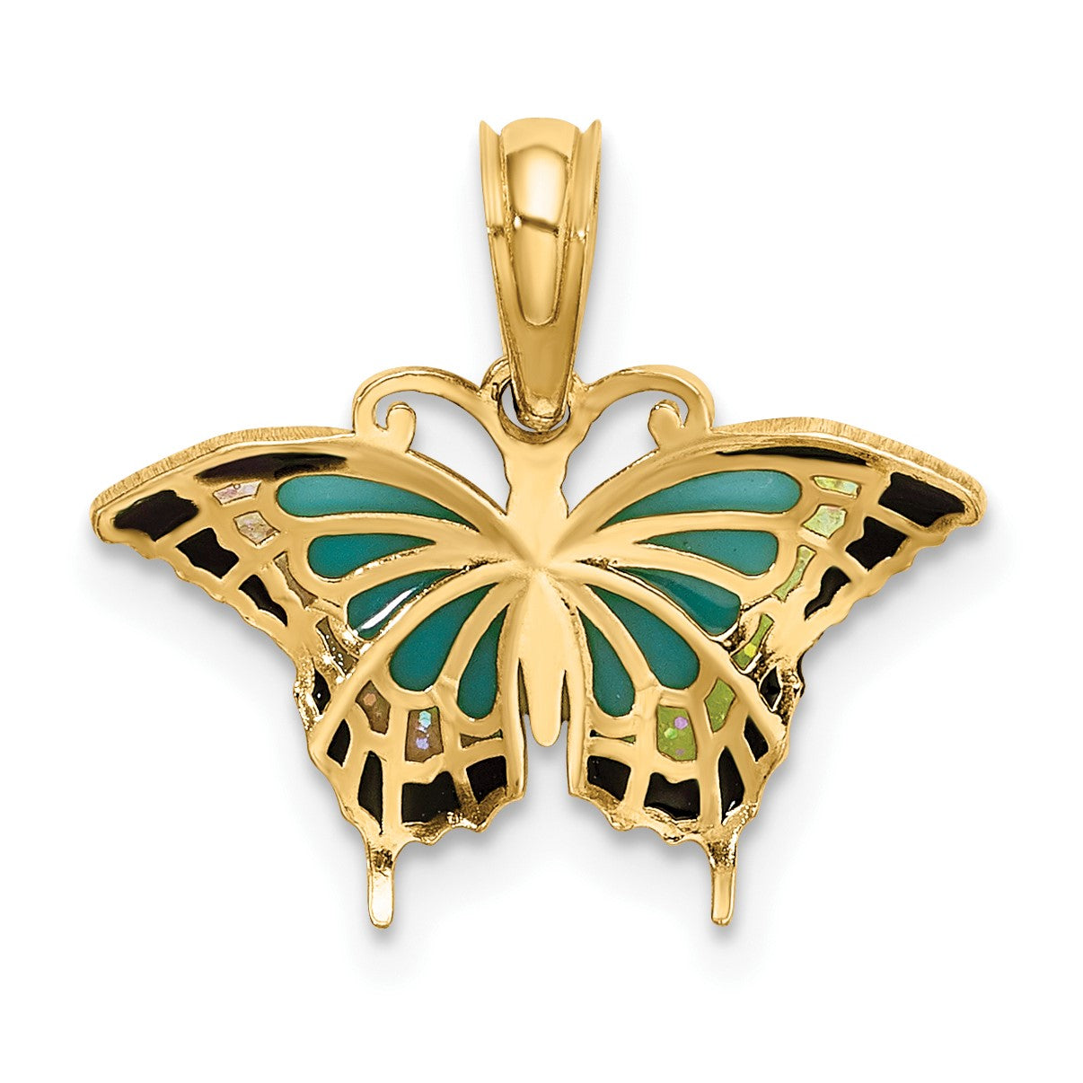 14K Small Enameled Blue Butterfly Charm