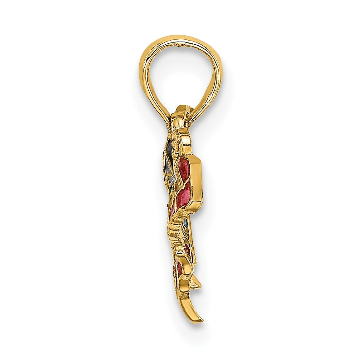 14K Small Enameled Blue and Red Butterfly Charm