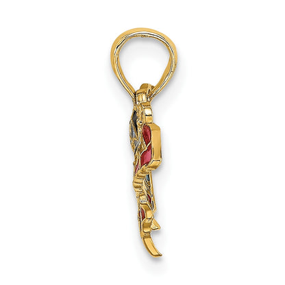 14K Small Enameled Blue and Red Butterfly Charm