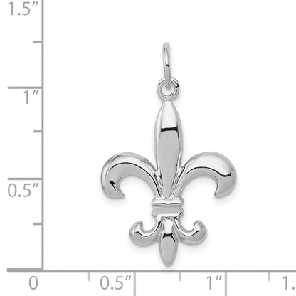 14k White Gold Solid Polished 3-D Fleur de Lis Charm