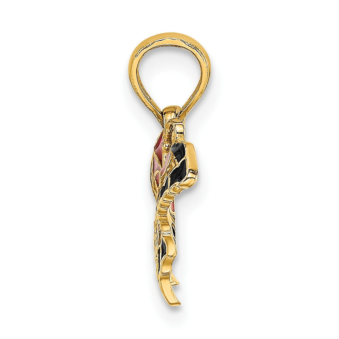 14K Small Enameled Pink Butterfly Charm
