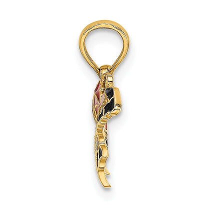 14K Small Enameled Pink Butterfly Charm