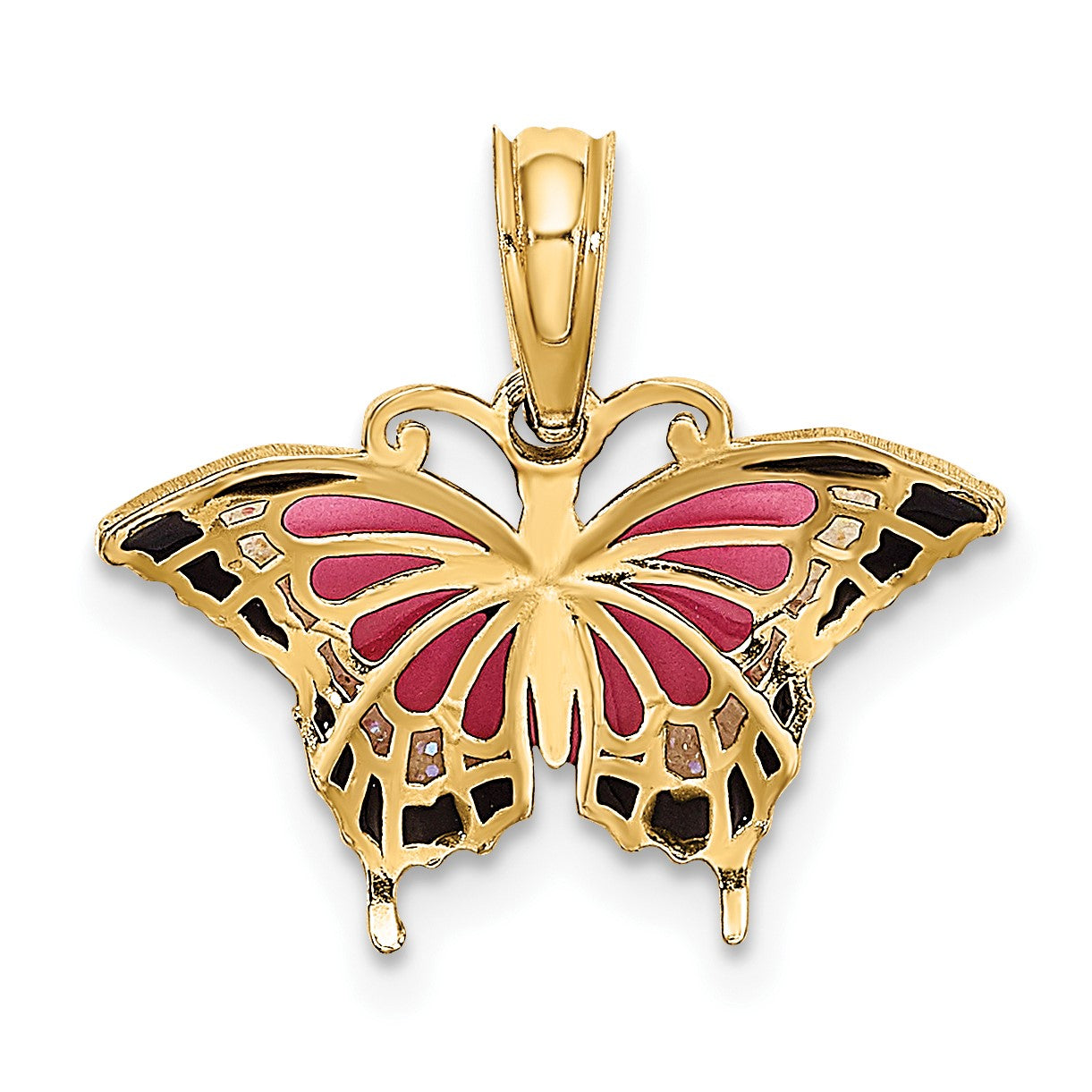 14K Small Enameled Pink Butterfly Charm
