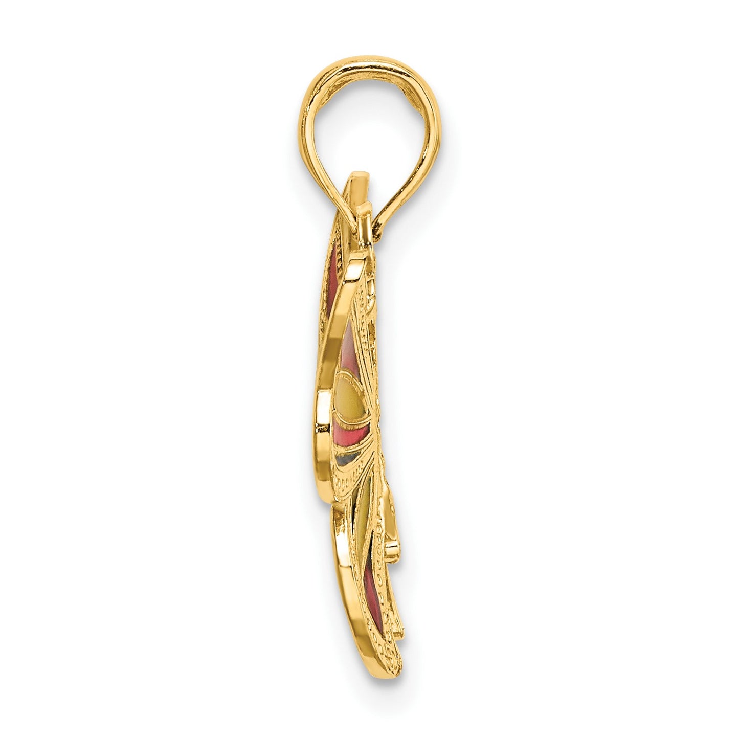 14K Multi-Color Enameled Beaded Wings Butterfly Charm