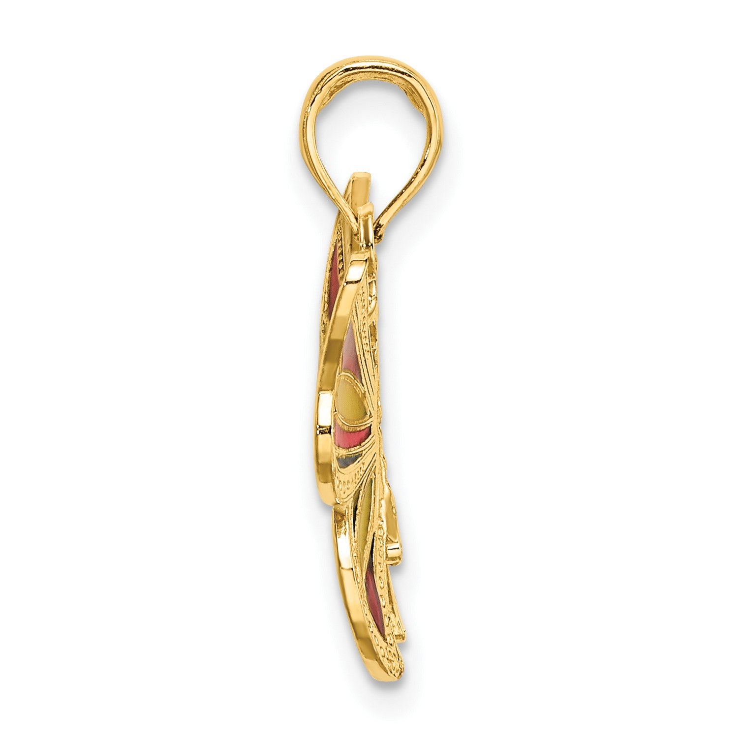 14K Multi-Color Enameled Beaded Wings Butterfly Charm