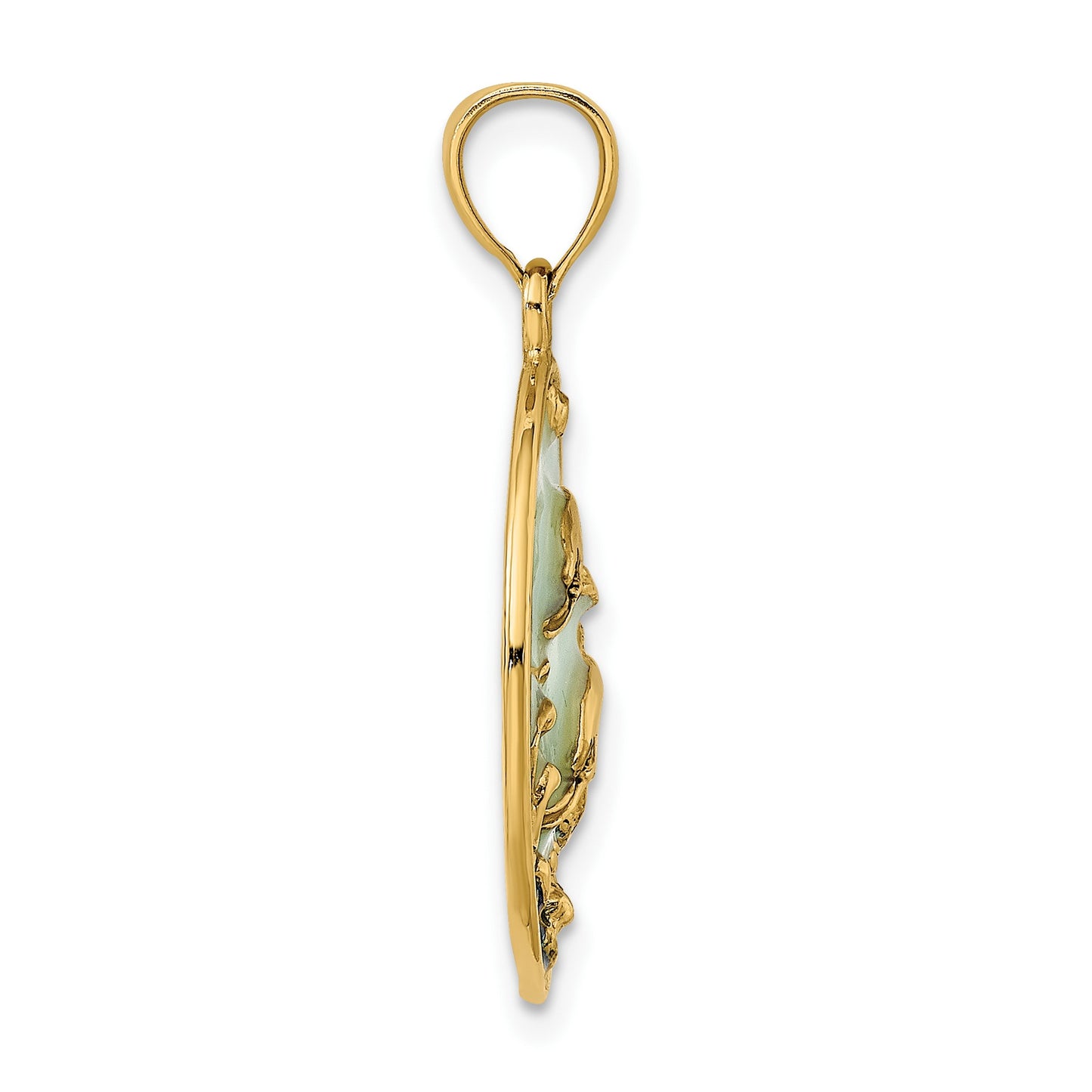14K 2-D Dolphins with Blue Enamel Charm