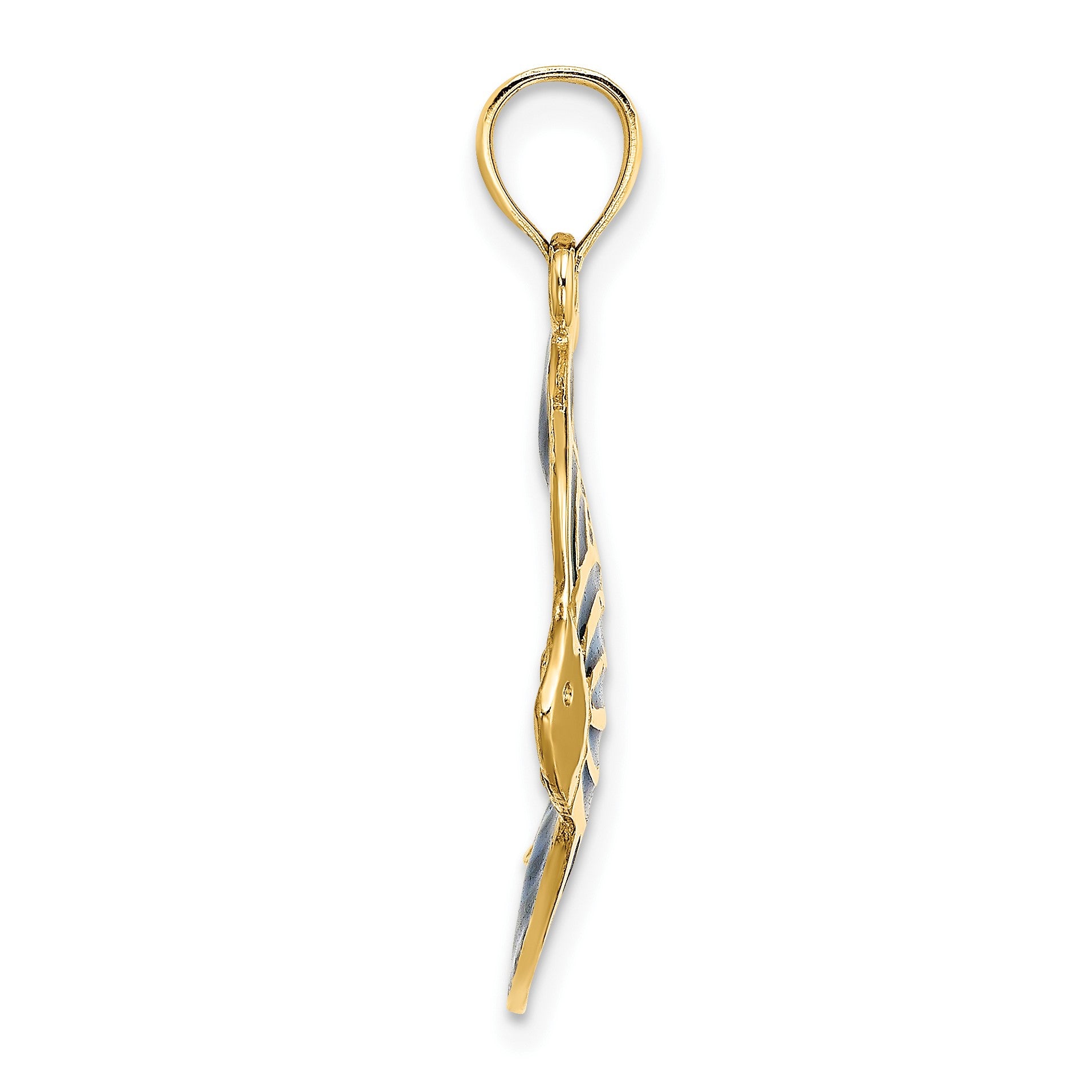 14K Blue Enameled Angelfish Charm