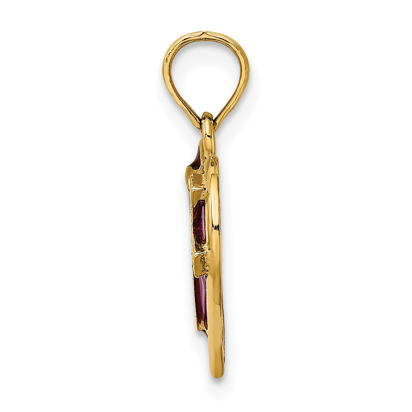 14K with Purple Enamel Cross in Heart Charm