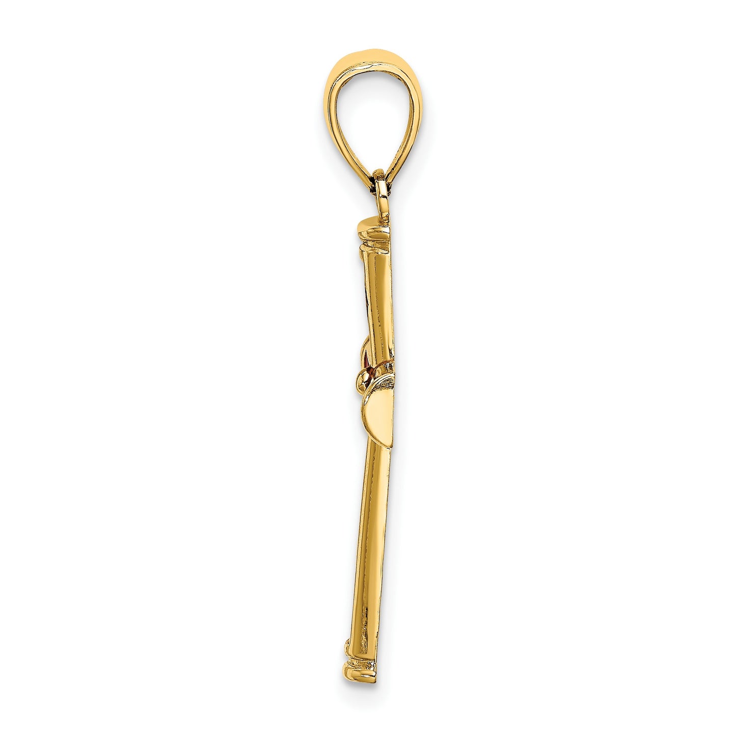 14K Red Enameled Cross Charm