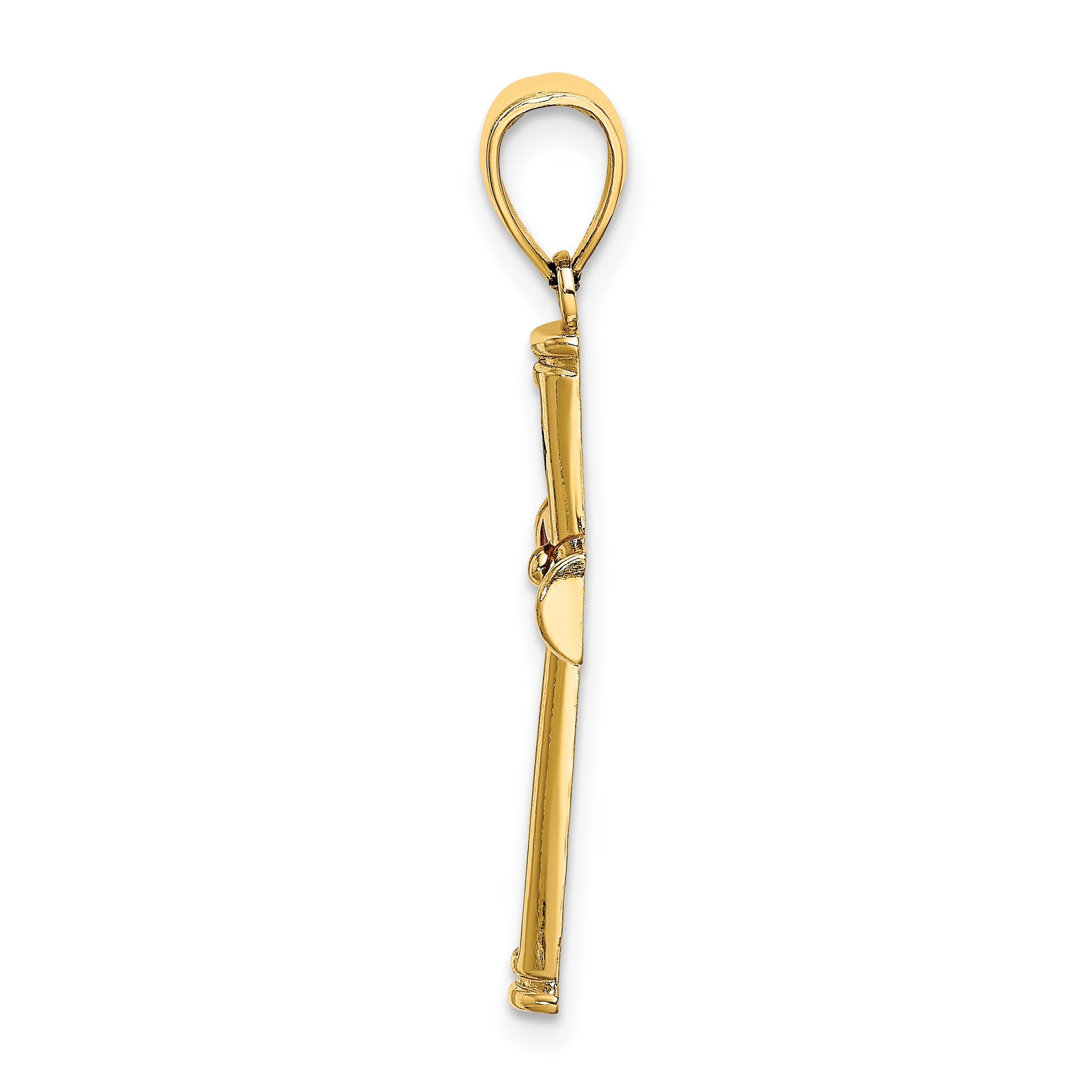 14K Red Enameled Cross Charm