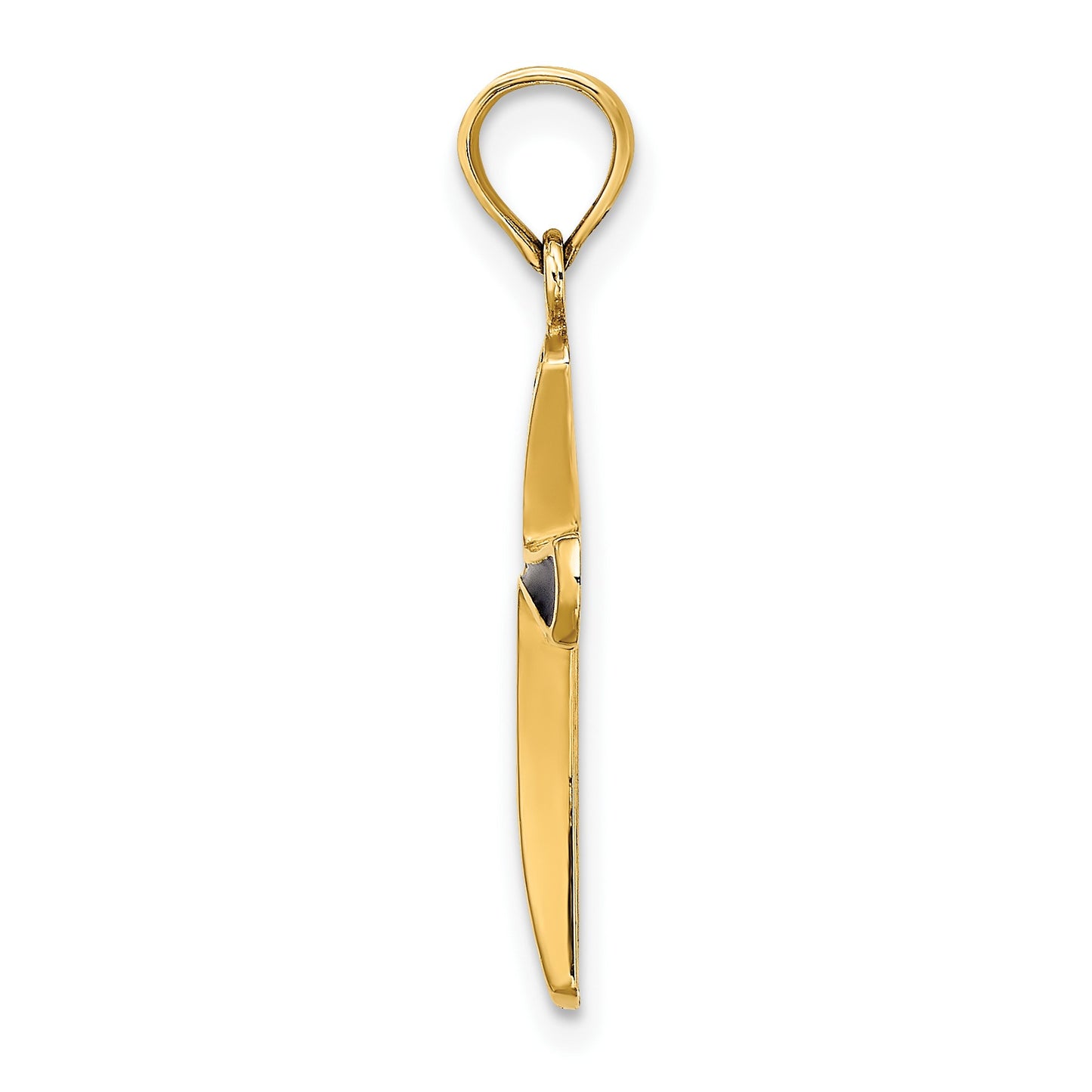 14K Blue Enameled Tapered Cross Charm