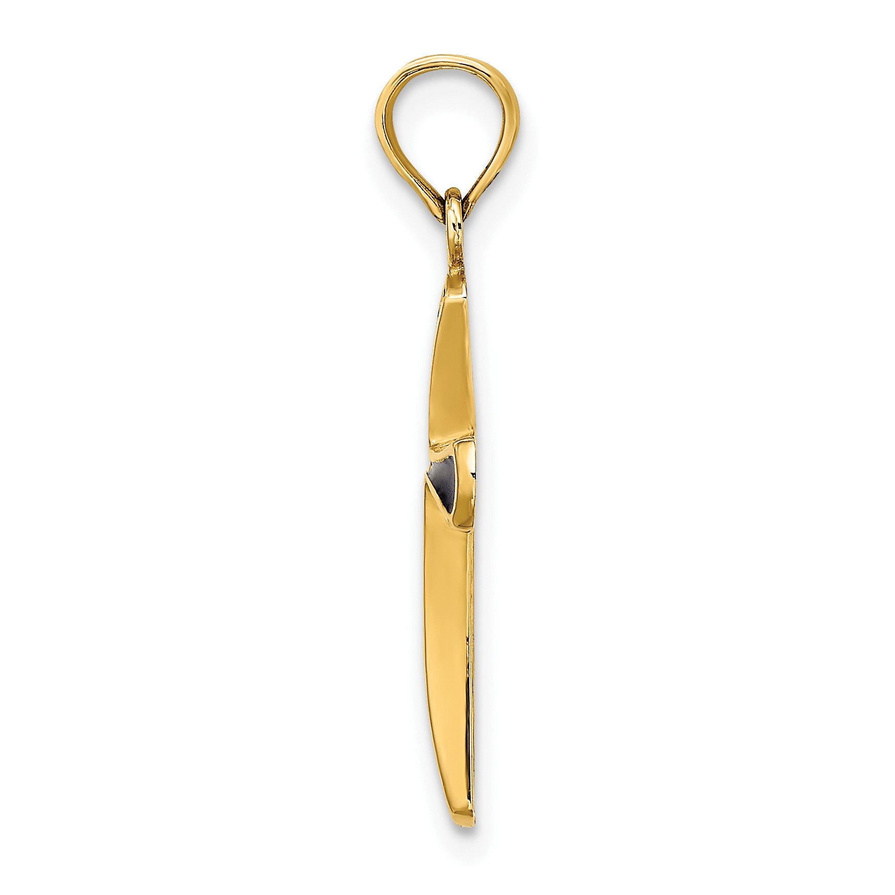 14K Blue Enameled Tapered Cross Charm
