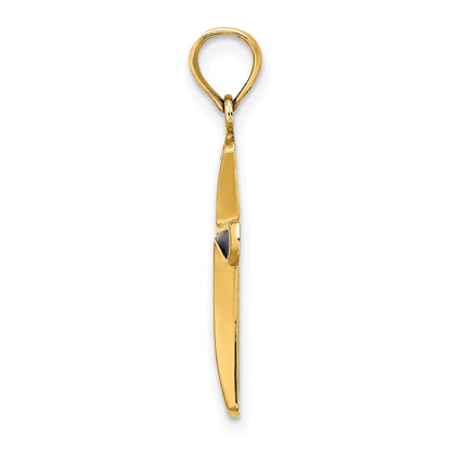 14K Blue Enameled Tapered Cross Charm