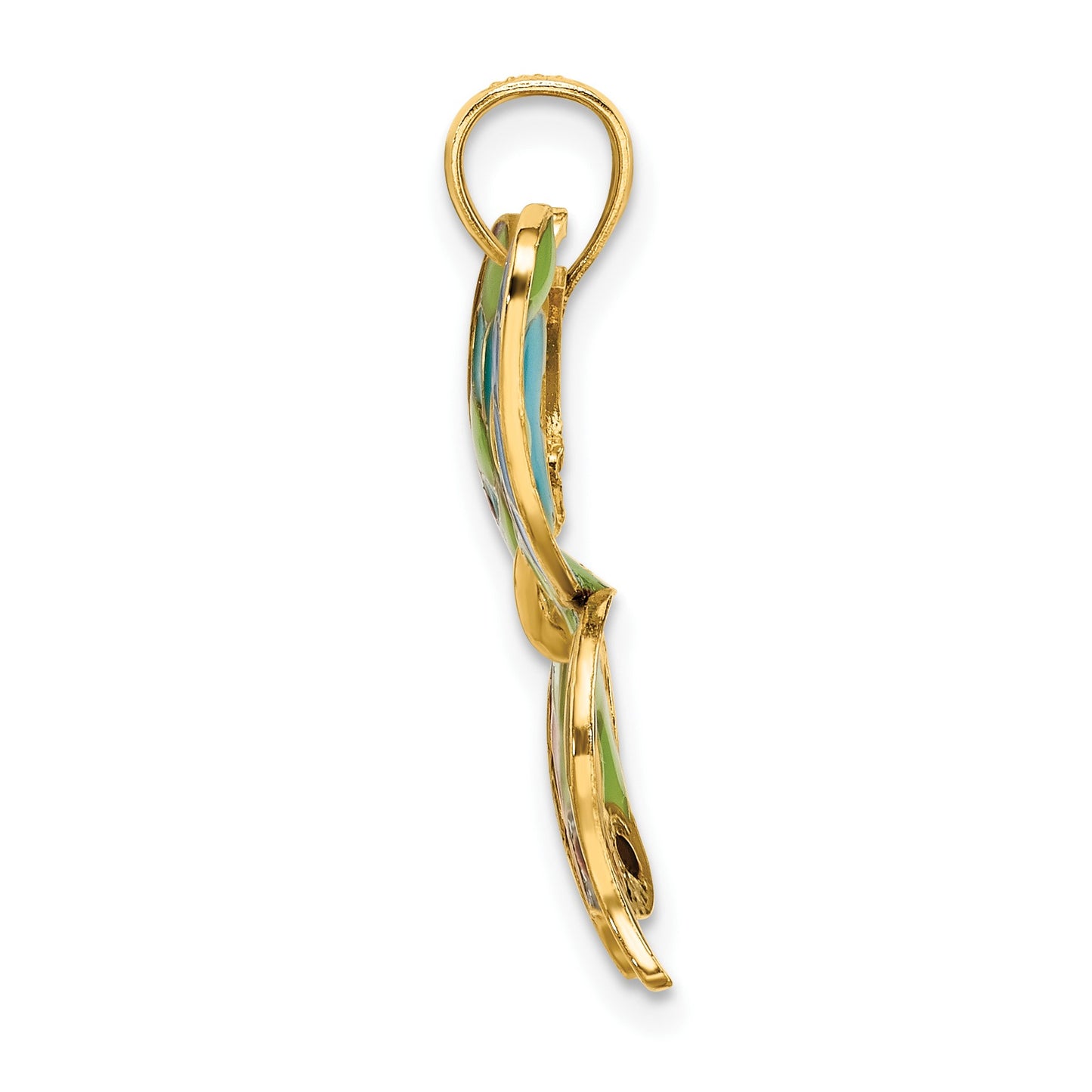 14K Multi-color Enameled Butterfly Pendant