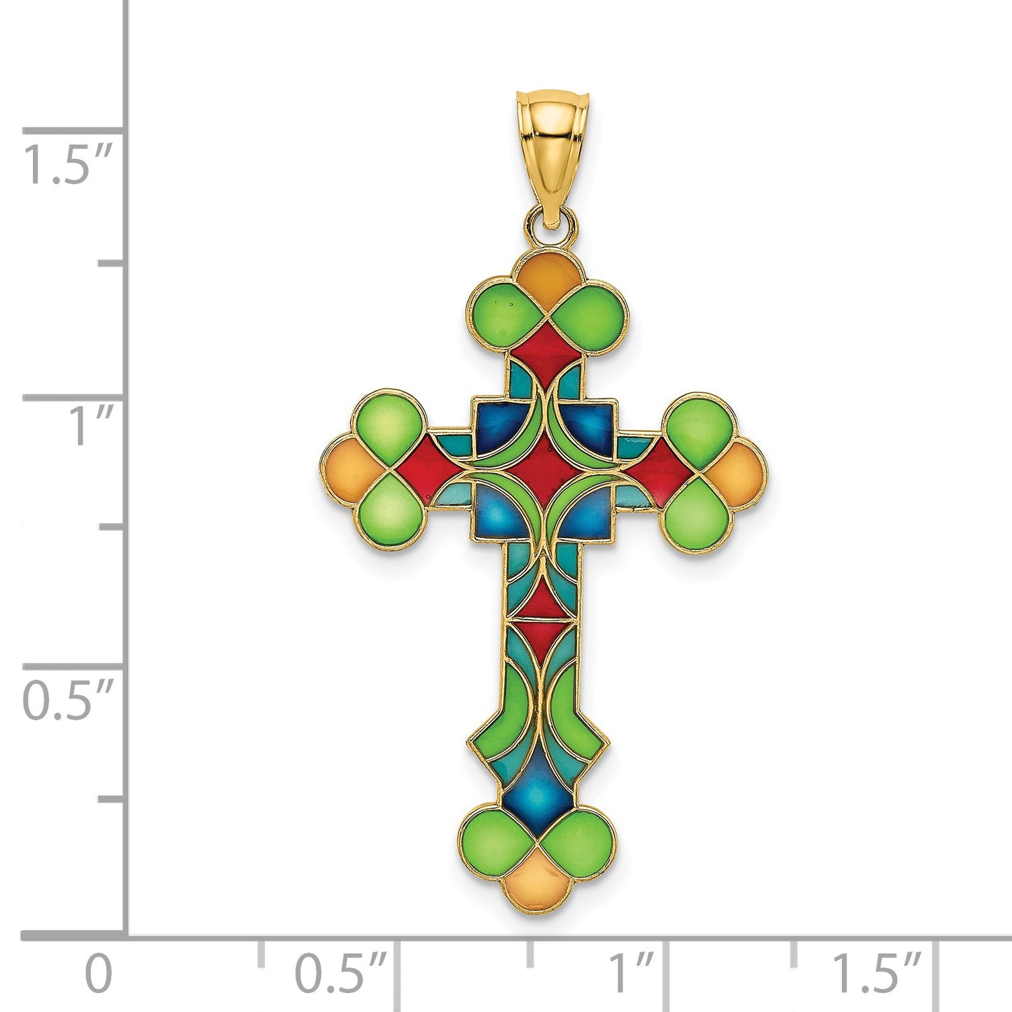 14K Multi-Color Enameled Cross Charm