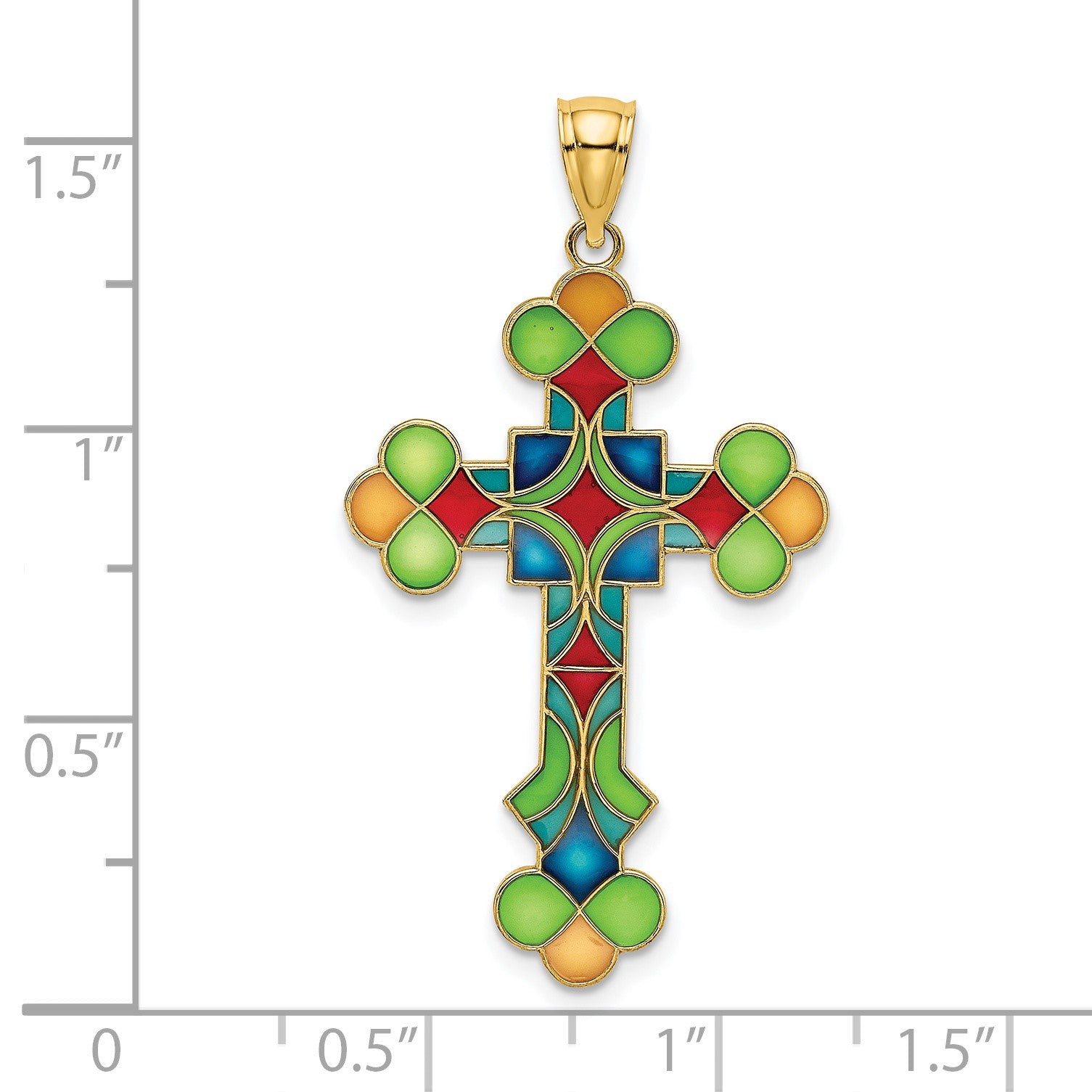 14K Multi-Color Enameled Cross Charm